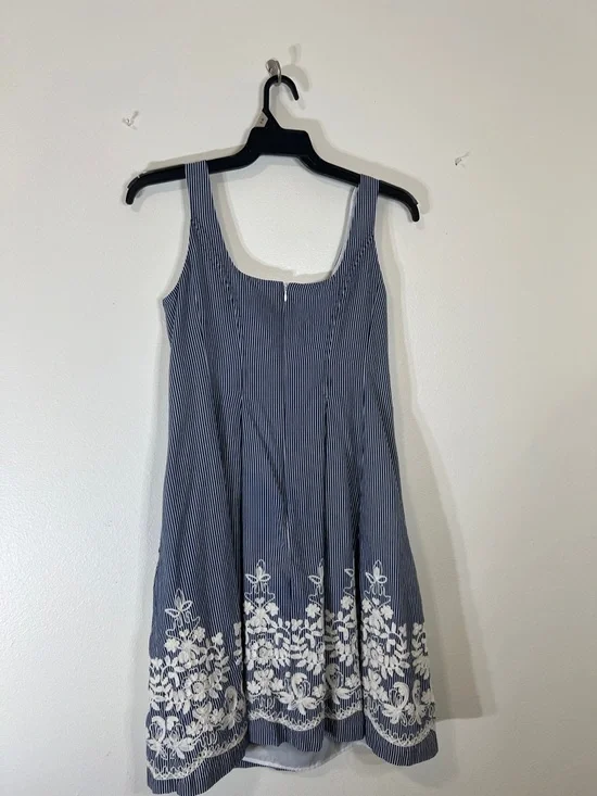 Nine West Navy and White Striped Embroidered Mini Dress - Picture 5 of 5